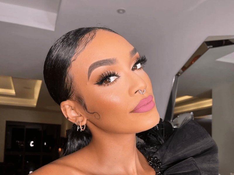 Pearl Thusi wearing glamorous makeup