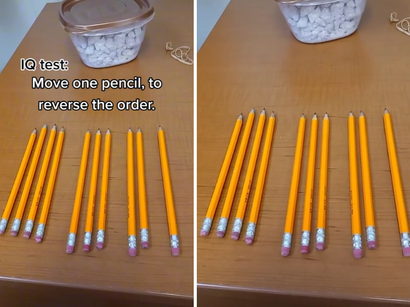 Pencils lined up on a table