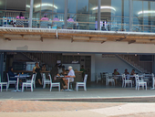 People dining at a restaurant on the Durban beachfront