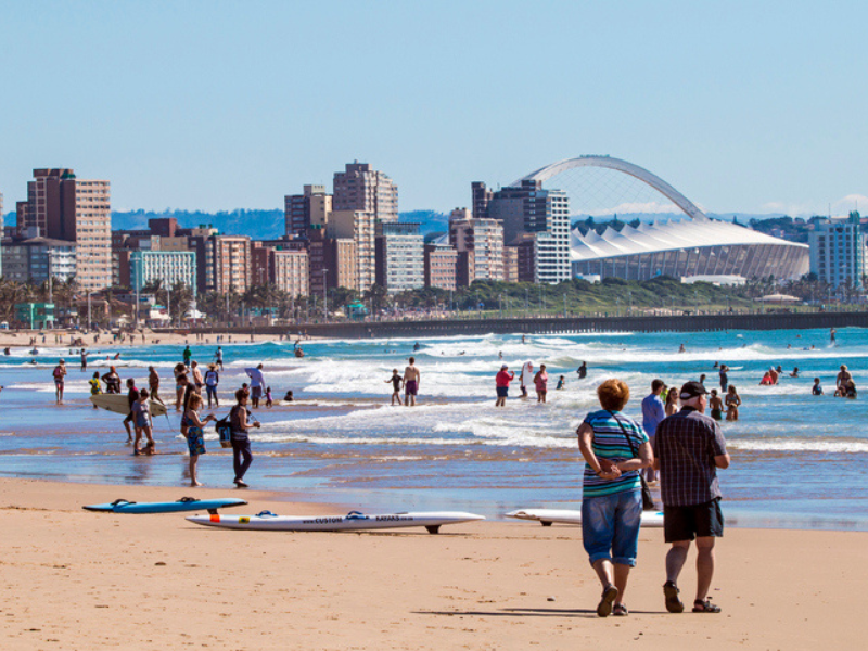 People enjoying the beach in Durban