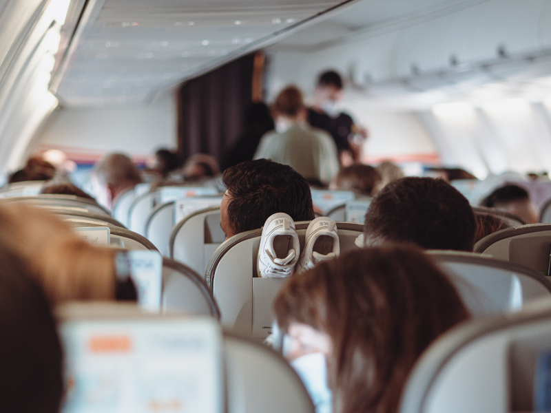 People travelling in an airplane