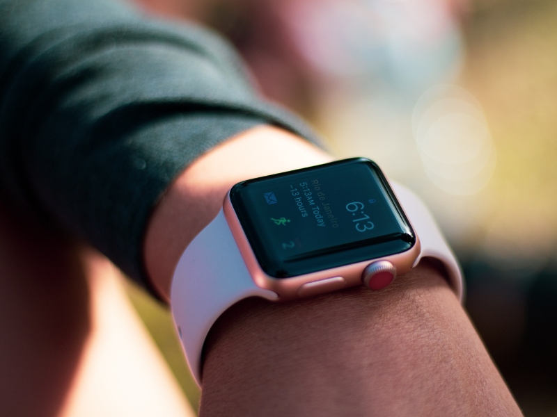 Person wearing an apple watch