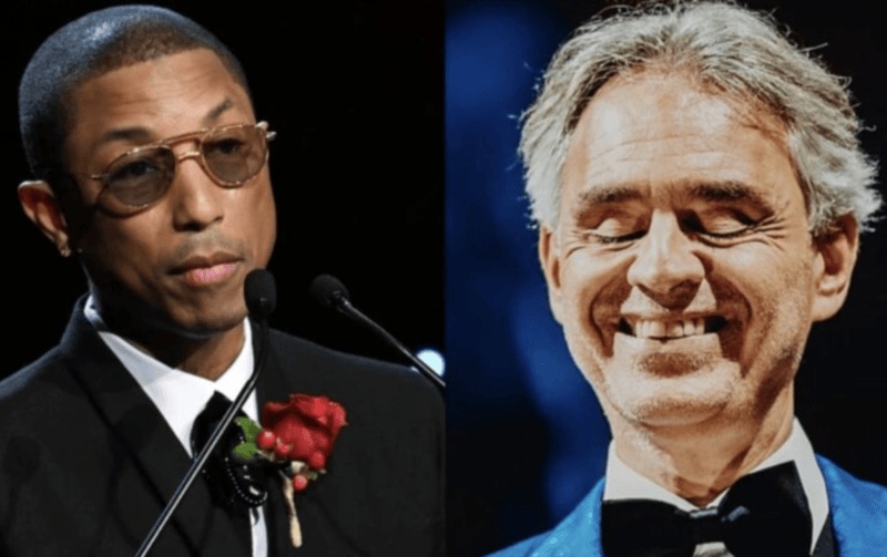 Pharrell Williams and Italian tenor Andrea Bocelli