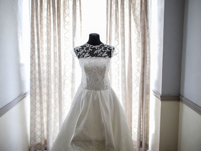 Photo of a bridal gown on manikin