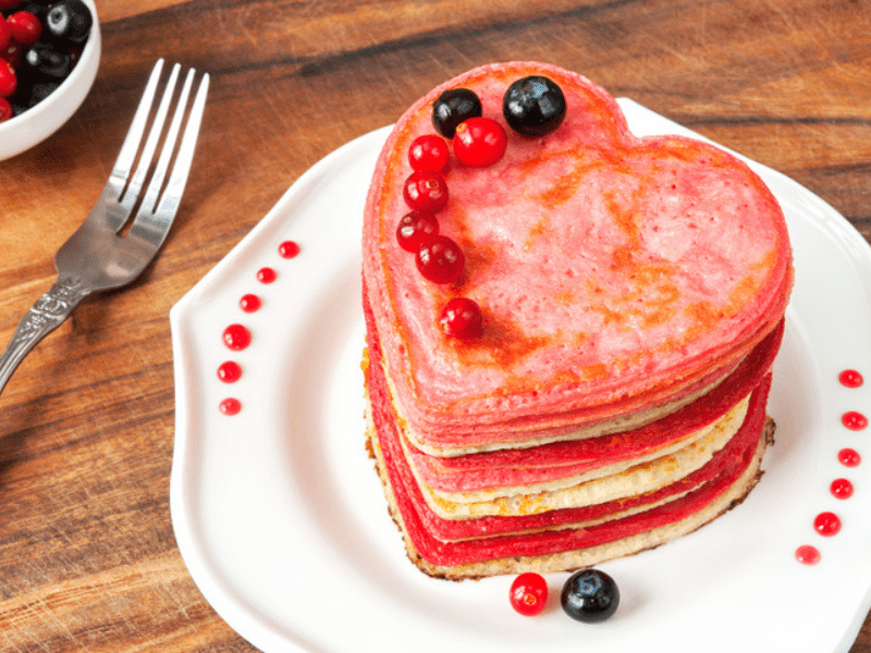 Heart shaped pancake cake
