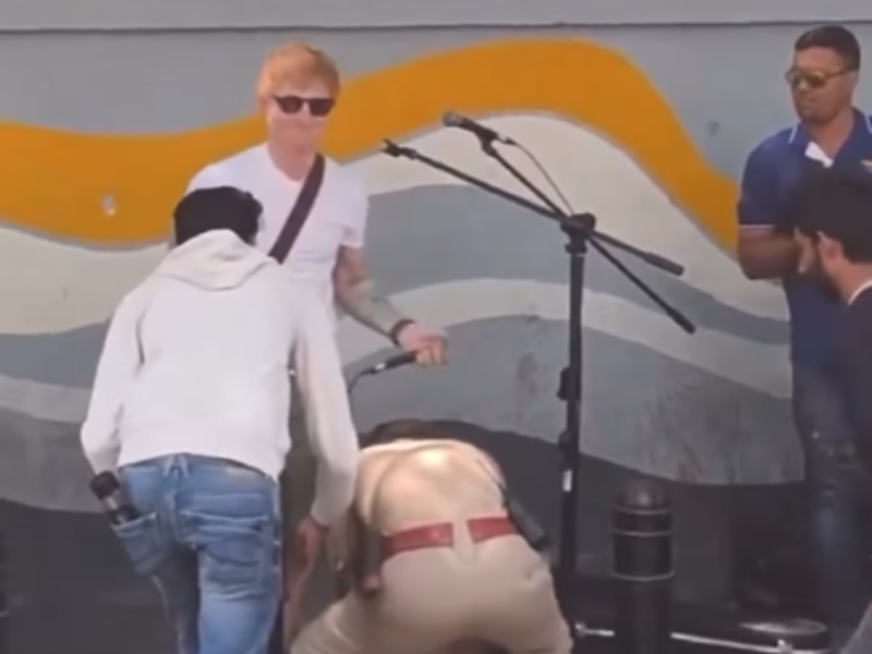Police stop Ed Sheeran from performing on a street in India