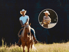 Post Malone riding a horse