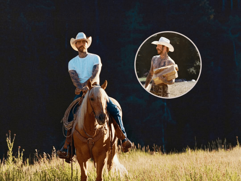 Post Malone riding a horse