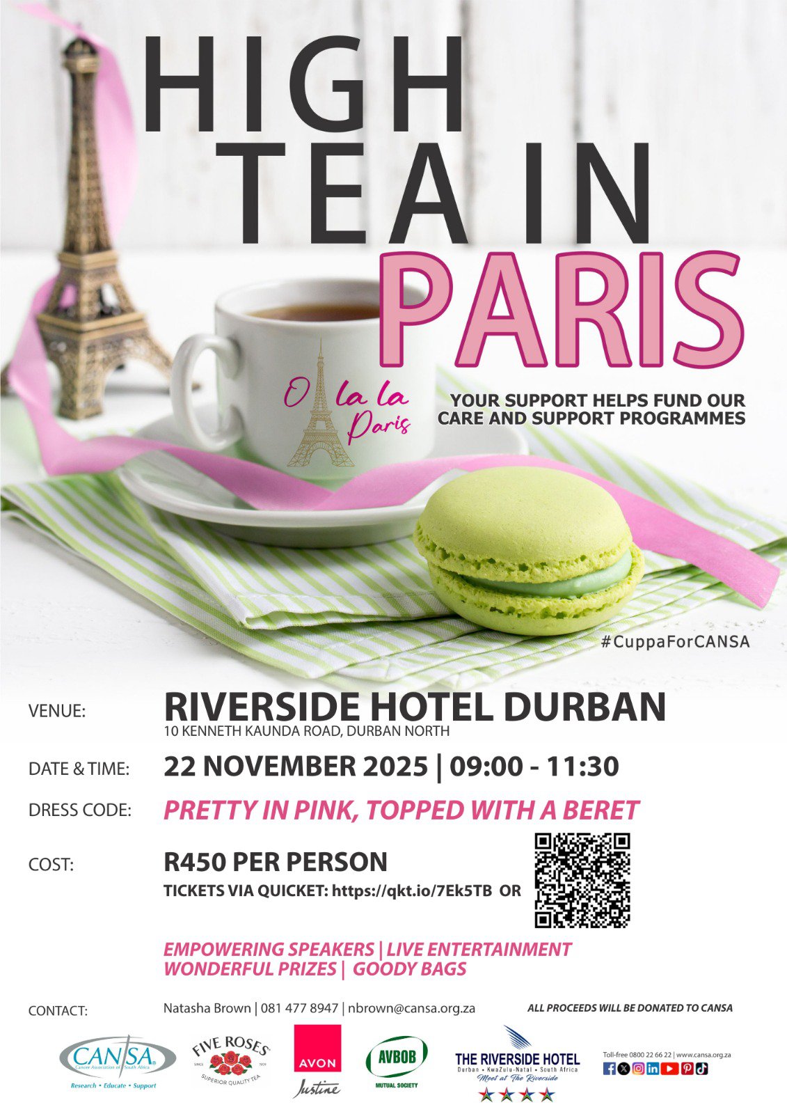 Poster for High tea with Cuppa for CANSA