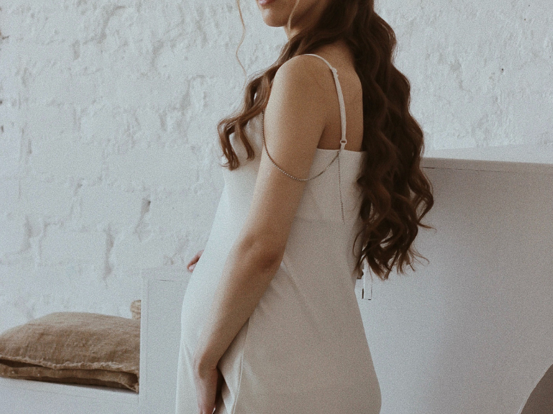 Pregnant woman wearing beautiful dress