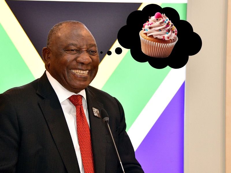 President Cyril Ramaphosa and cupcake