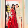 Priyanka Chopra and Nick Jonas wearing traditional Indian attire