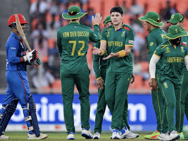 Proteas bowler Gerald Coetzee against Afghanistan at 2023 Cricket World Cup