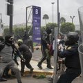 Protesters and police clashed outside Estadio Azteca in Mexico City