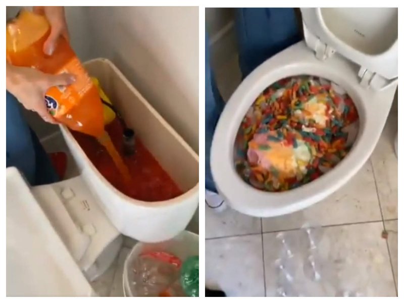 punch in toilet bowl