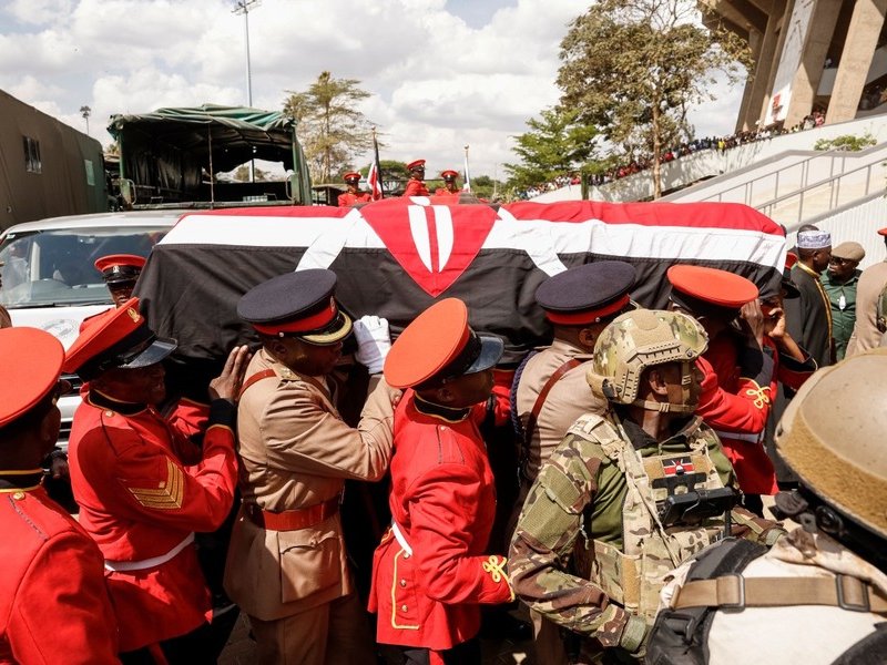 Coffin of Kenya opposition leader Raila Odinga
