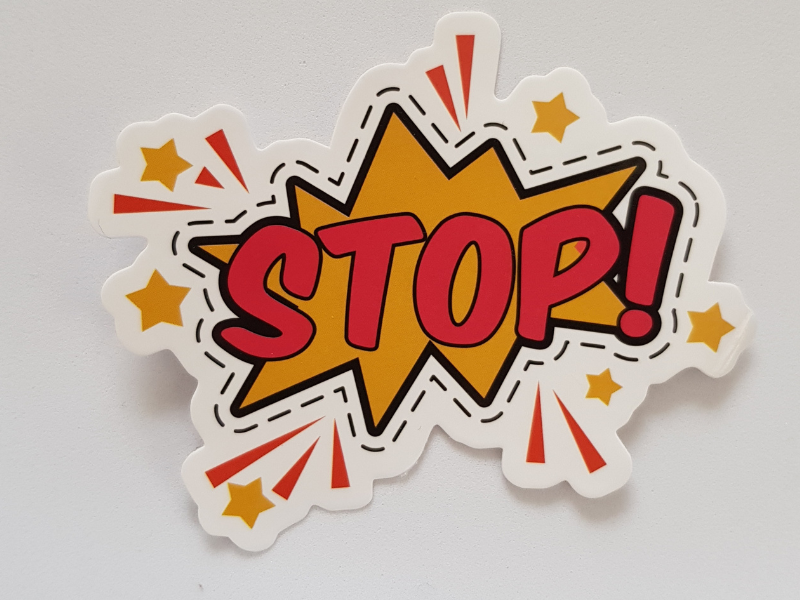 Red and Yellow stop sticker