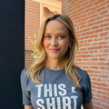 Reese Witherspoon wearing a grey t-shirt