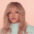 Rihanna wearing a blonde wig