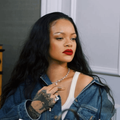Rihanna wearing red lipstick