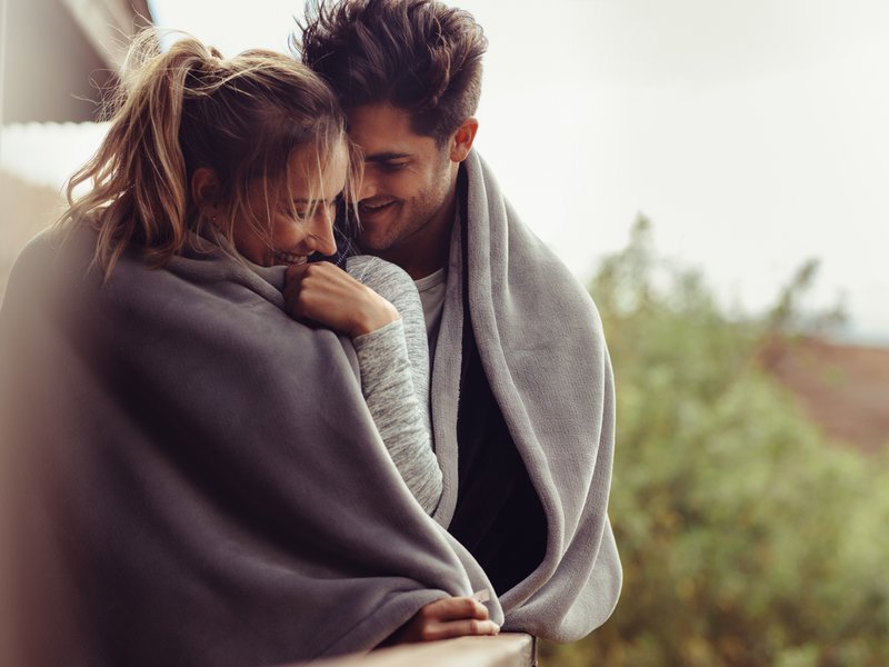 Romantic couple on a winter holiday