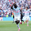 Romelu Lukaku of Belgium celebrates scoring