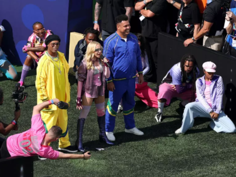 Ronaldinho, Madonna and Ronaldo during the World Cup half-time show
