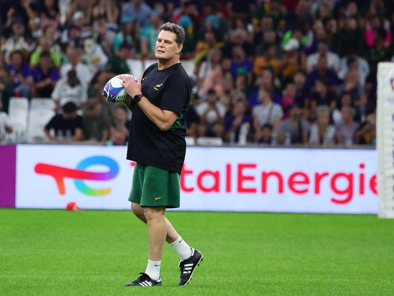 SA Rugby Director of Rugby Rassie Erasmus with Springboks at World Cup