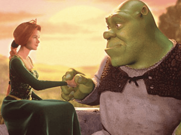 SHREK AND FIONA HOLDING HANDS