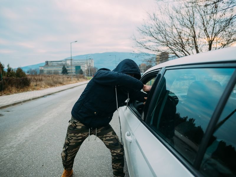 Smash and grab stock image