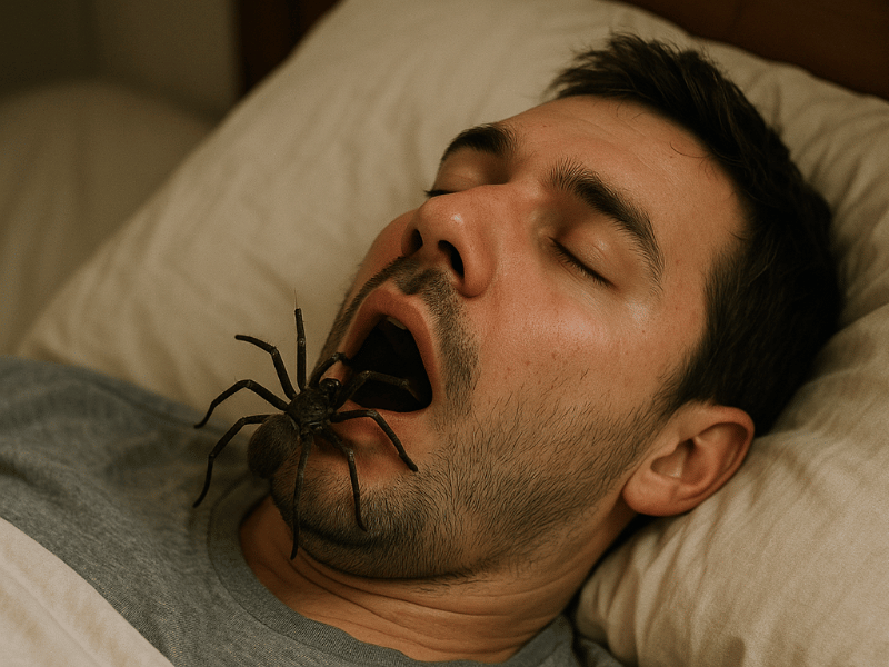 SWALLOWING SPIDER WHILE SLEEPING