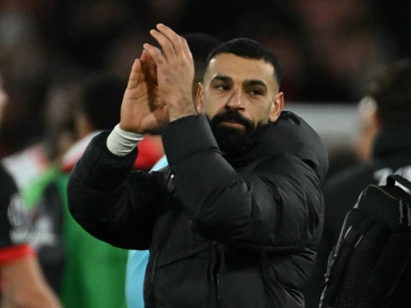 Liverpool striker Mohamed Salah applauds fans after the English Premier League football match between Bournemouth and Liverpool