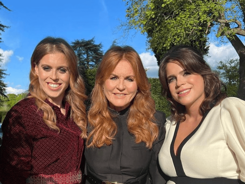 Sarah Ferguson with her daughters Princesses Beatrice and Eugenie