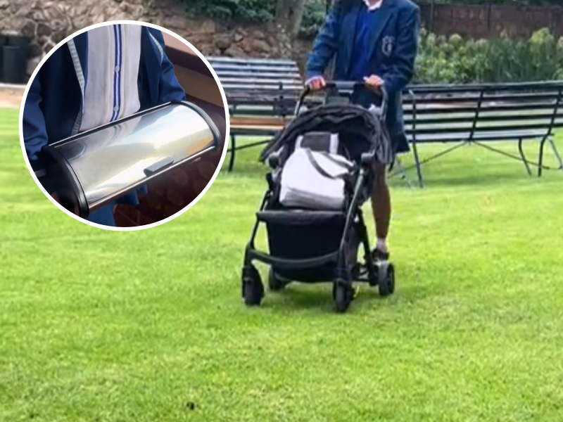 Scholars using unconventional items as school bags