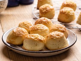 Scones in a plate on table