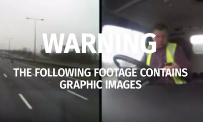 Driver crashes into cars after using his phone at the wheel