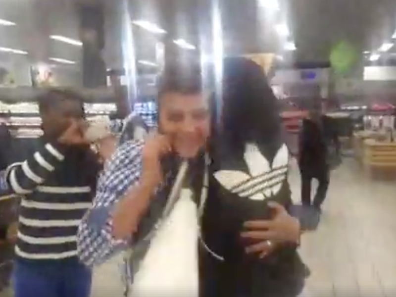 Izak Davel meets one of his biggest fans at a shopping center