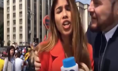 Uproar as World Cup 2018 reporter kissed and groped by fan live on TV