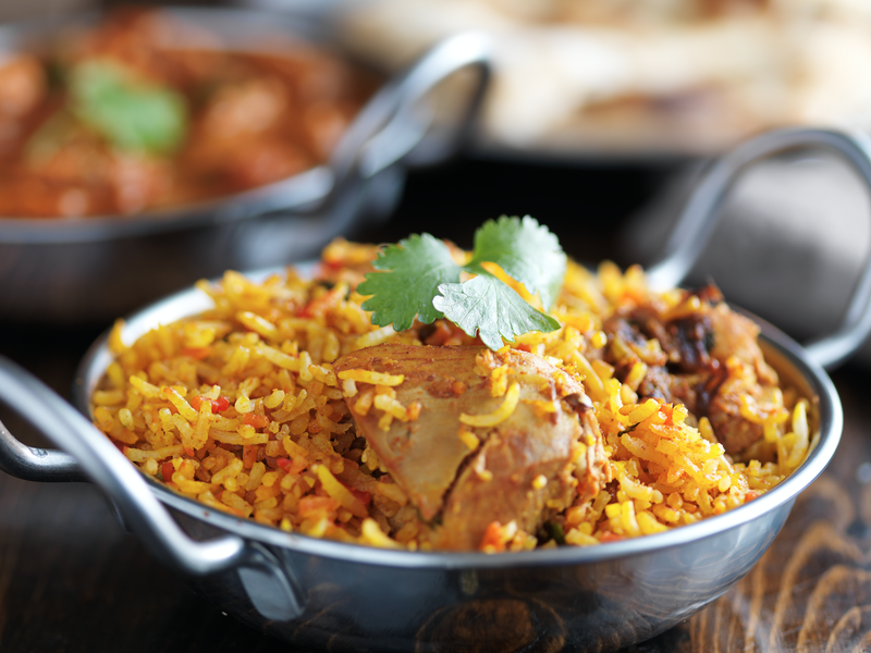 dish with chicken biryani