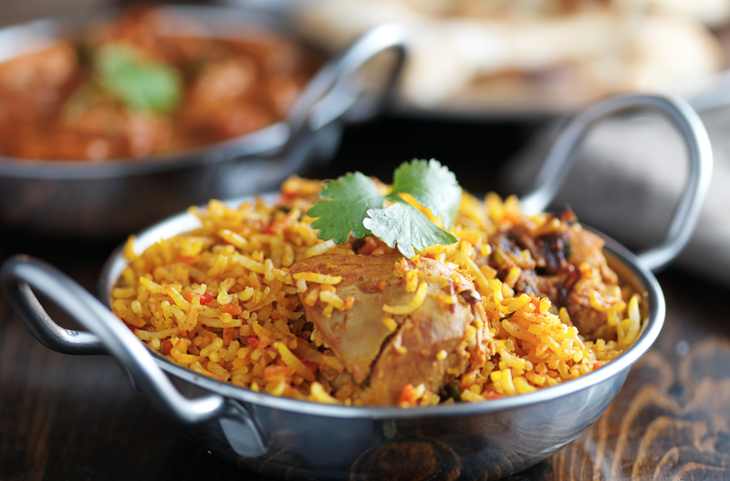 dish with chicken biryani