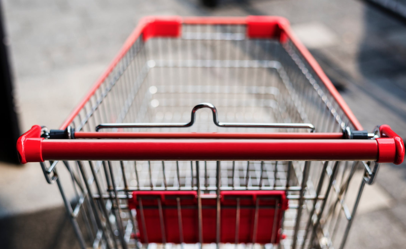 red shopping trolley pexels