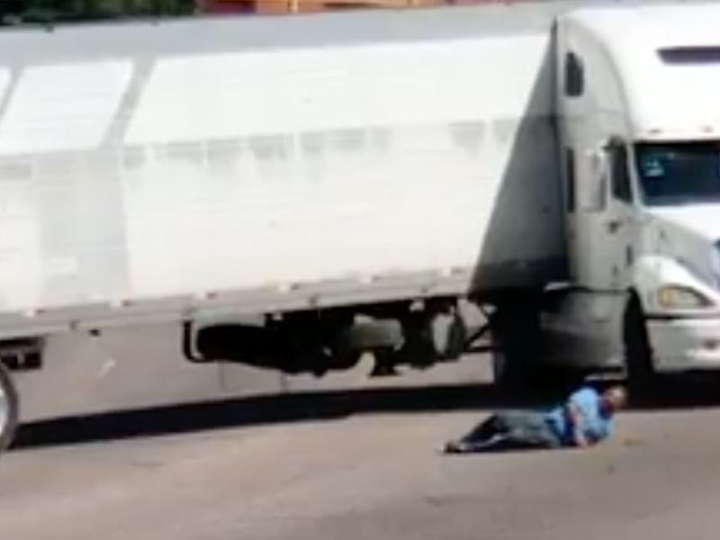 Man nearly run over by runaway truck