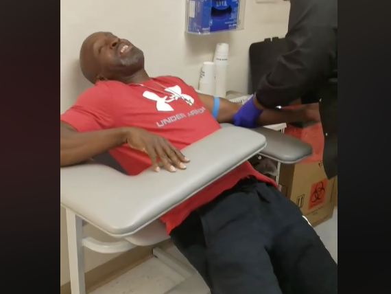 Man afraid of needles has internet in stitches!