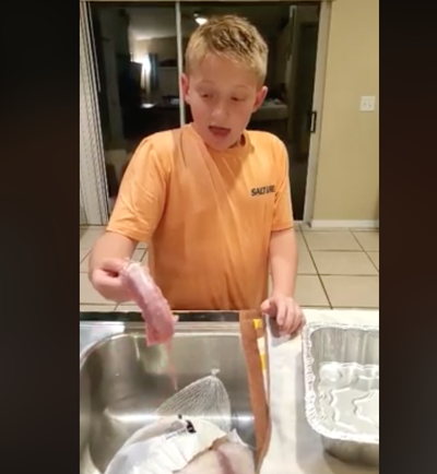 Boy mistakes turkey's neck for male private part in hilarious video
