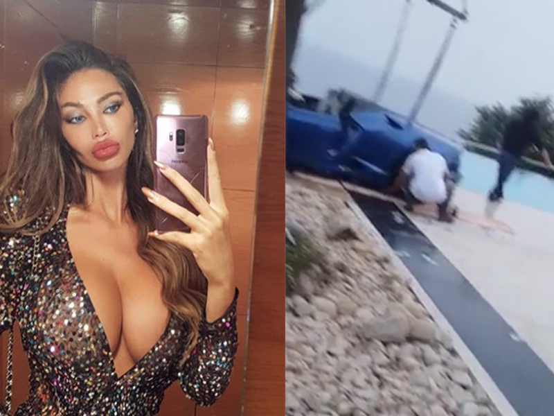Model crashes Lamborghini / Instagram