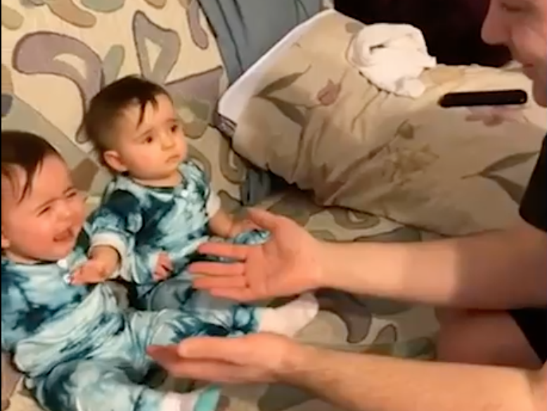 Twins don't recognise dad