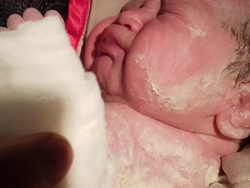 The baby girl (pictured) has been named Havva, which translates to Eve in English