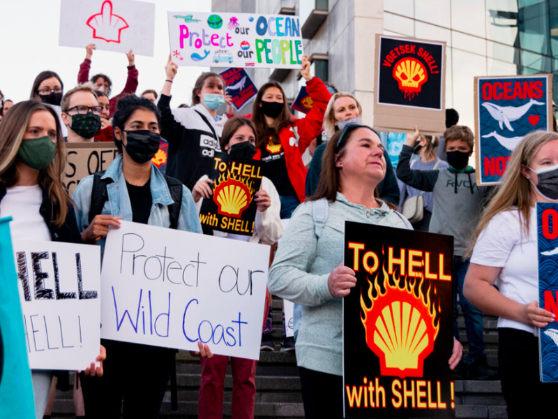 Protestors against Shell's seismic activity off Wildcoast
