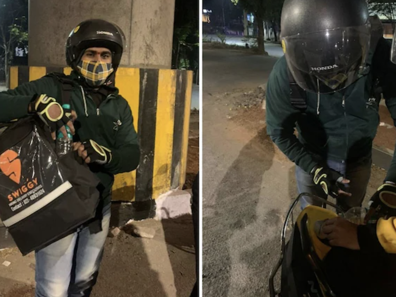 Strangers stranded but delivery boy helps