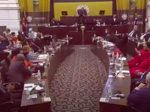 National Assembly MPs at the Good Hope Chambers no confidence vote March 2022